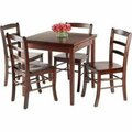 Winsome Trading 5 Piece Pulman Extension Table with Ladder Back Chairs Set, Walnut 94535